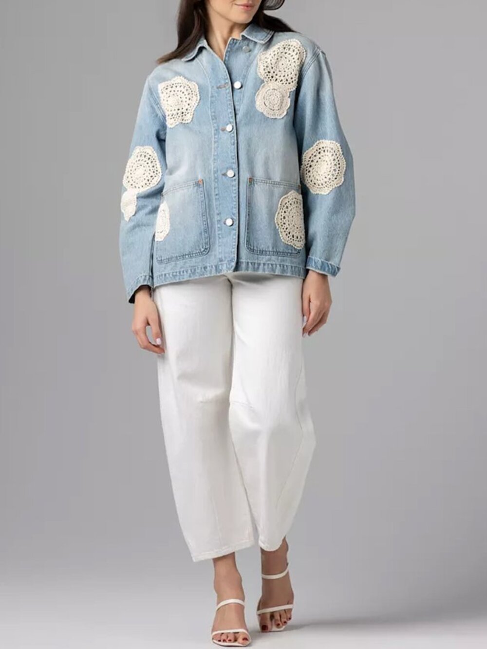 BLANKNYC Surf Camp Denim Jacket with Crochet appliqué - Picture 4 of 5